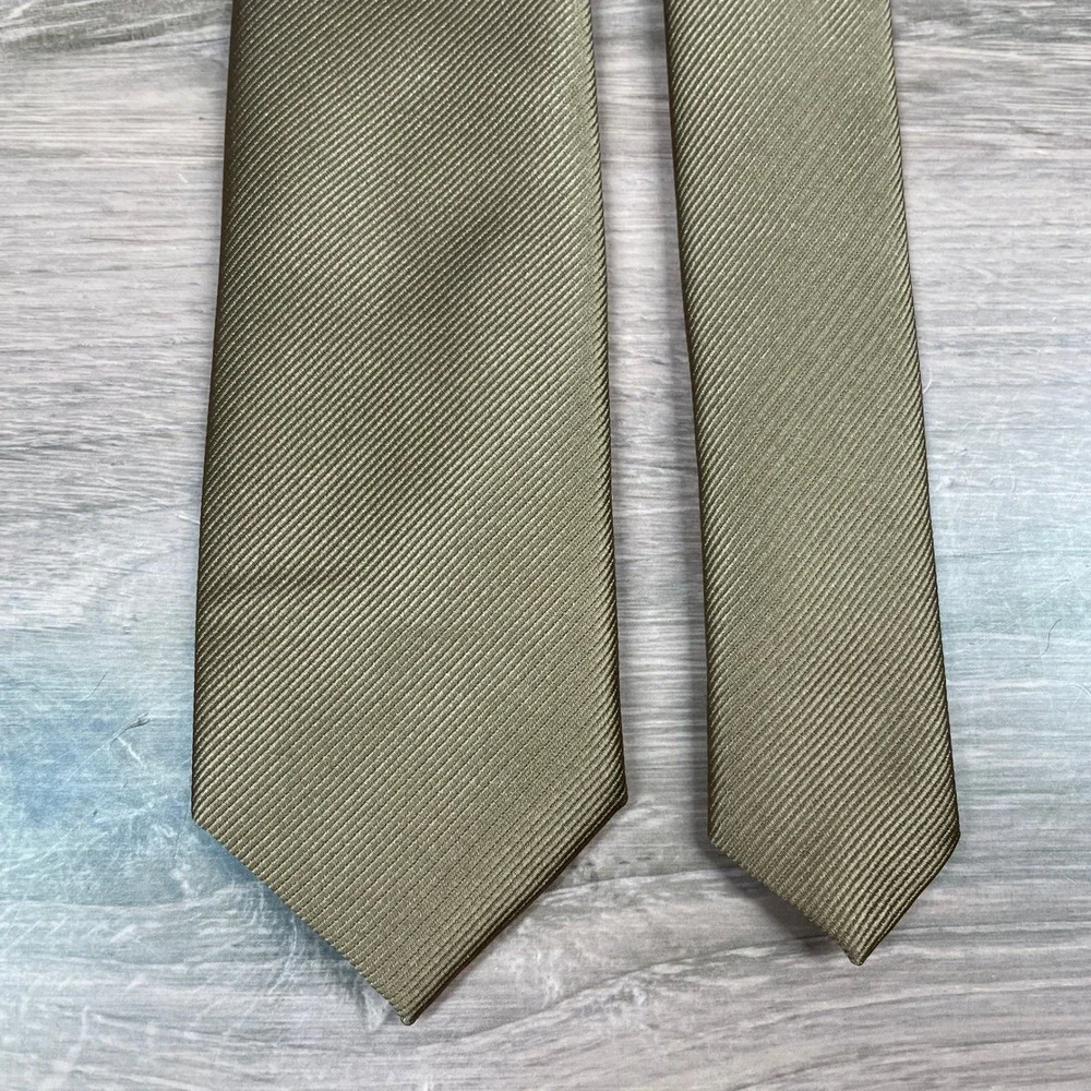 Mens Solid Brown Diagonal Stripe Necktie‎ Polyester Formal Business